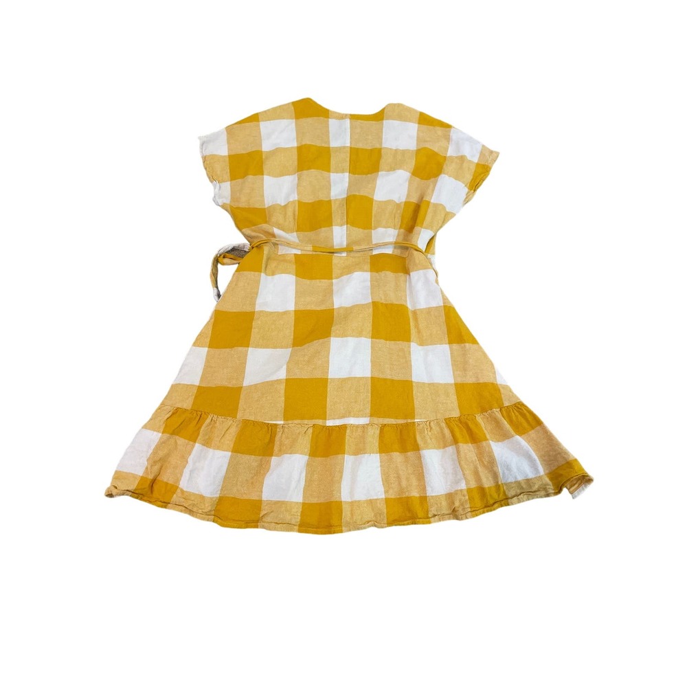 Old Navy Yellow & White Checker Wrap Mini Dress Large - Picture 4 of 5